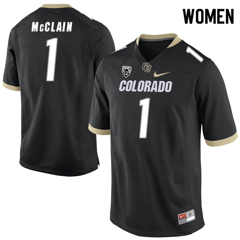 Women #1 Cormani McClain Colorado Buffaloes College Football Jerseys Stitched Sale-Black